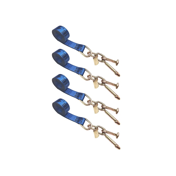 Tie 4 Safe 2" x 10' Tie Down Strap w/ TJ Cluster Hook for Wrecker Tow Truck Auto Hauling Blue, 4PK TWS65-5210-TJ-BU-4 - main